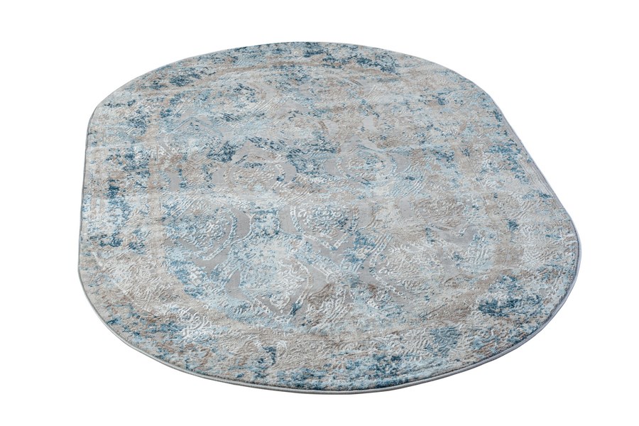 Ковер NOVA 4436A оверлок овальный с.голубой/серый